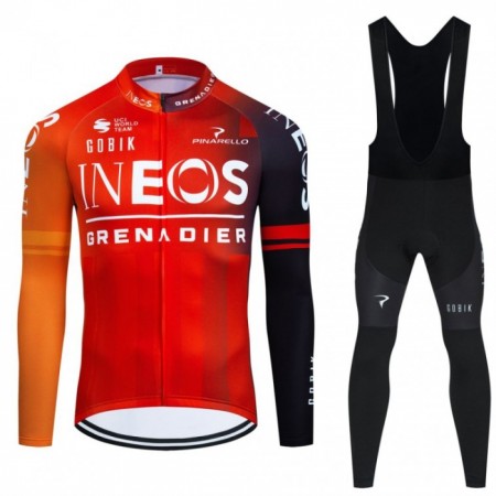 Set Fietsshirt Lange Mouw + Lange Koersbroek 2024 INEOS Grenadiers Oranje